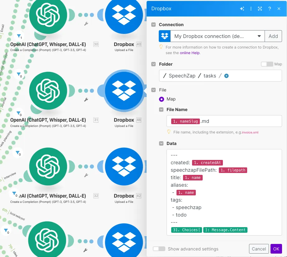 Zautomatyzowane notatki z chaotycznych myśli - Dropbox